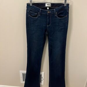 PAIGE Women's Deep Indigo Boot Cut Jeans. Low rise is back!